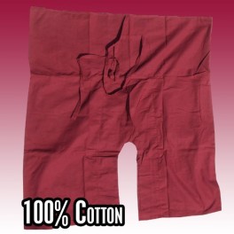 SanSan Sii L&uuml;at Muu 3/4 Thai Fisherman Pants - Dark Red - Cotton