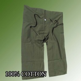 Sii Maa KHII Pescador pantalones-verde oliva - de algod&oacute;n con bolsillos laterales
