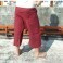 SanSan Sii Luat Muu 3 / 4 tailandés Pescador pantalones - Rojo Oscuro - Algodón