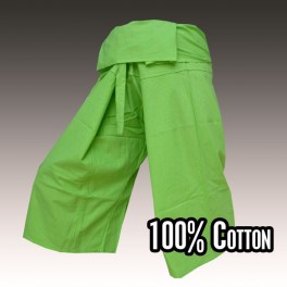 3/4 Thai fisherman pants - grass green cotton
