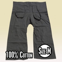 Thai Fischerhose - schwarz - Baumwolle mit Seitentasche Size M