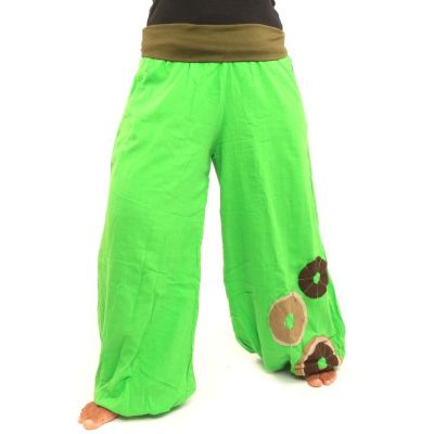 Palazzo pants cotton two-ply - green BL014