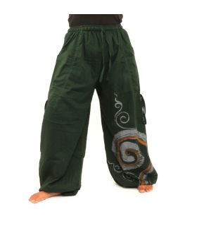 Pantalon hippie thaïlandais à motif spiralé