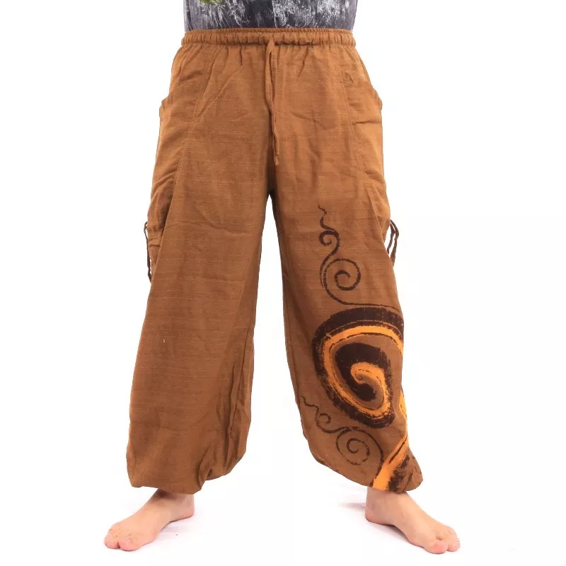 Haremshose zum Zubinden Spiral Design aus schwerer Baumwolle