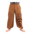 Harem pants for tying Spiral design in heavy cotton