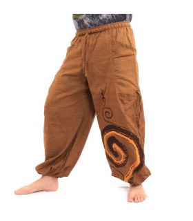 Harem pants for tying Spiral design in heavy cotton