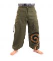 Harem pants for tying Spiral design in heavy cotton