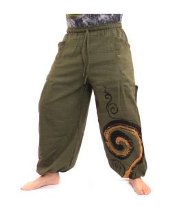 Haremshose zum Zubinden Spiral Design aus schwerer Baumwolle