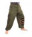Harem pants for tying Spiral design in heavy cotton