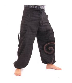 Sarouel à nouer Motif en spirale en coton lourd