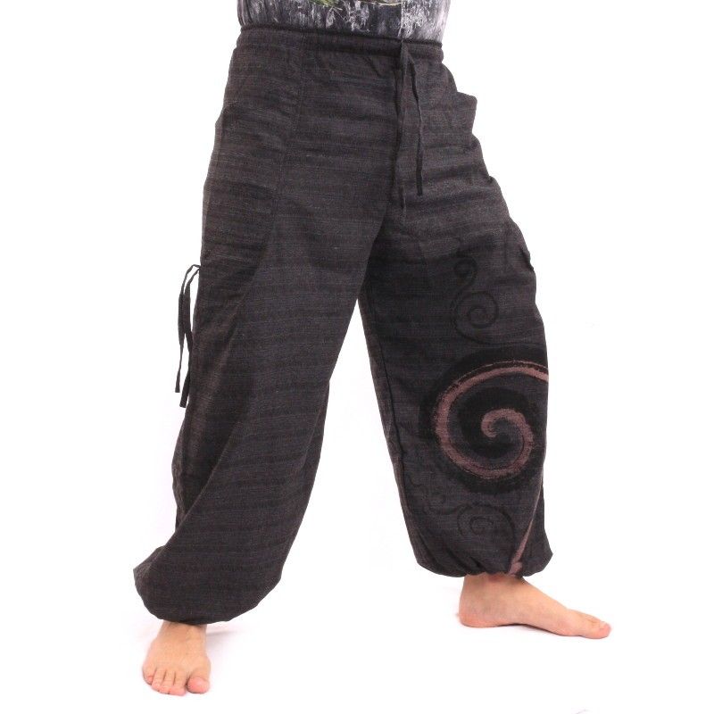 Haremshose   zum Zubinden Spiral Design aus schwerer Baumwolle
