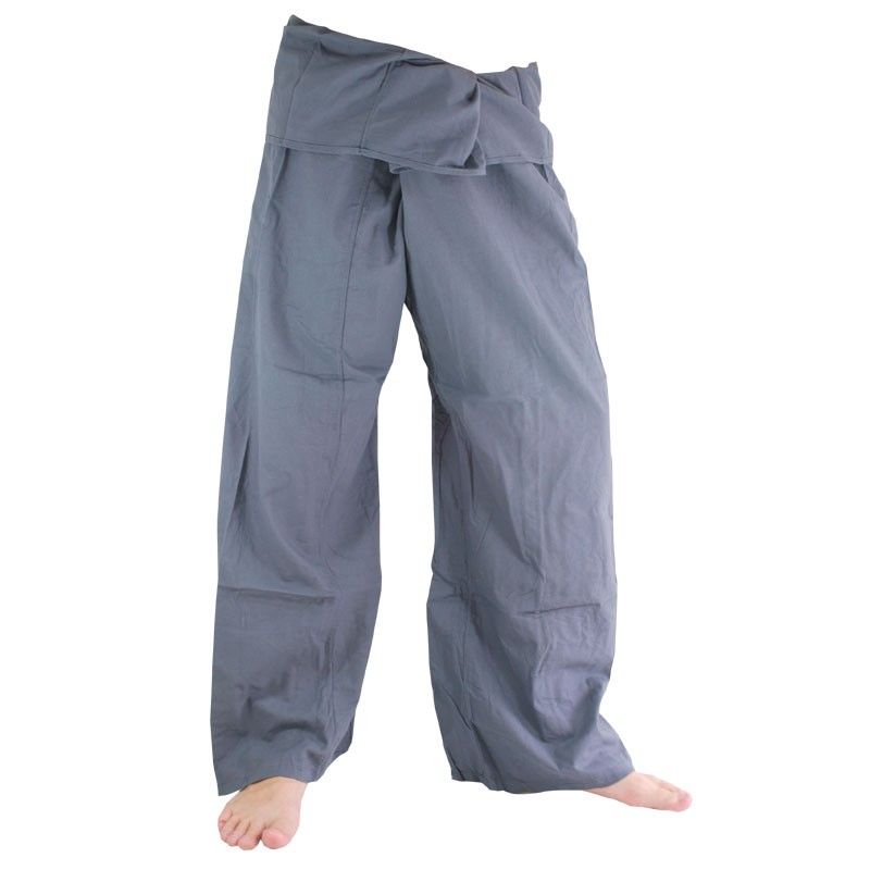 Pantalon de pêcheur thaïlandais - gris - coton extra long
