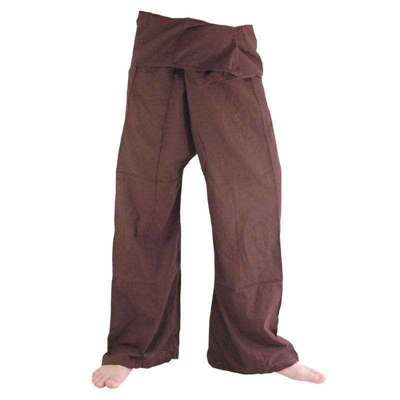 Pantalon de pêcheur - marron- Pantalon de pêcheur thaïlandais en coton extra long