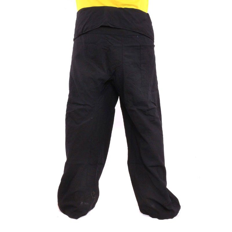 Pantalones de pescador tailandeses negros - extra largos