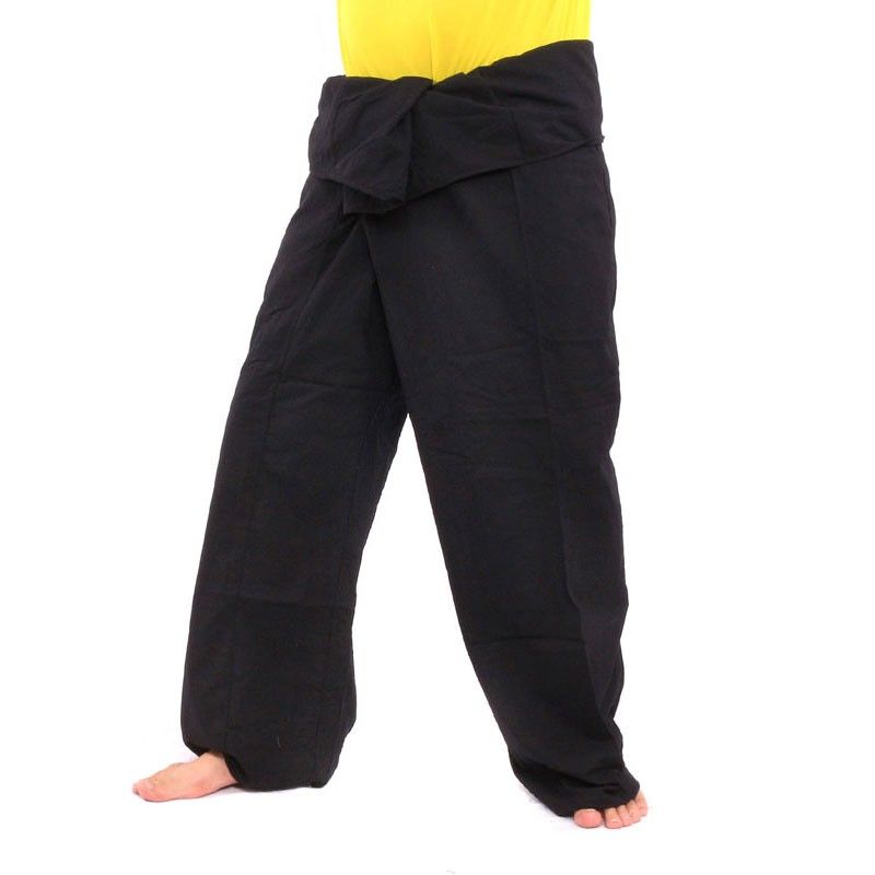 Pantalones de pescador tailandeses negros - extra largos