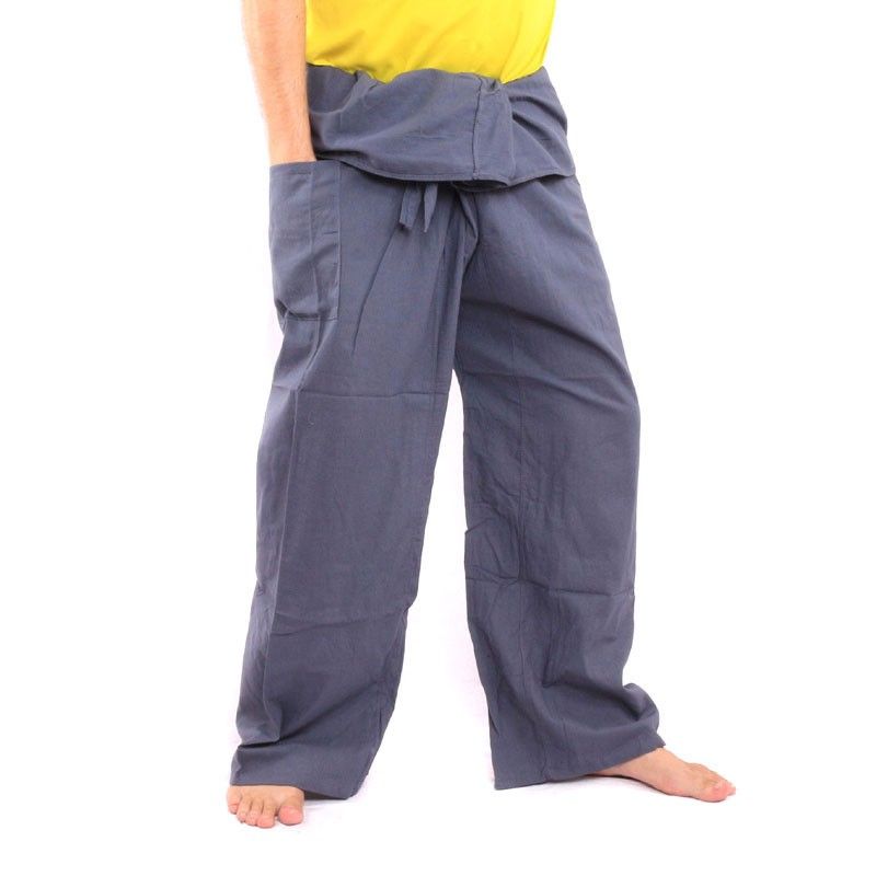 Pantalon de pêcheur thaïlandais - gris - coton extra long