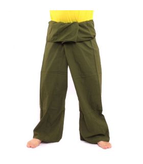 Pantalon de pêcheur thaïlandais - vert - extra long - coton