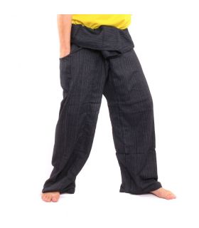 Pantalón de pescador tailandés Cottonmix extra largo - negro