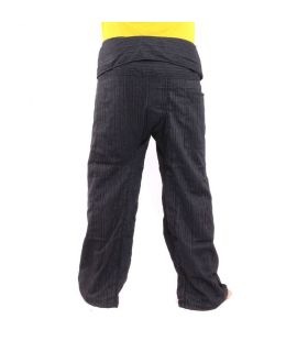 Pantalon de pêcheur thaïlandais Cottonmix extra long - noir