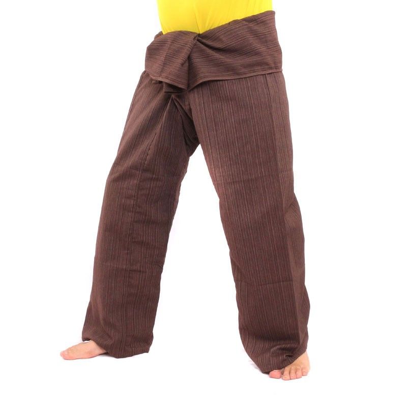 Pantalón de pescador tailandés Cottonmix extra largo - marrón