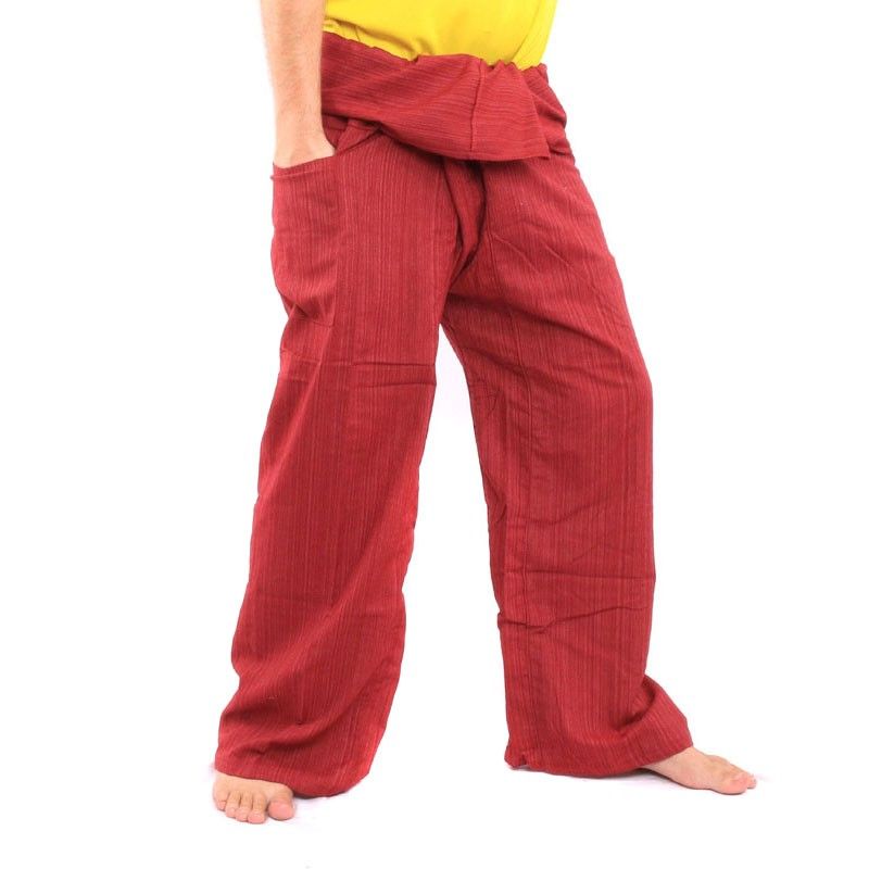 Pantalon de pêcheur thaïlandais Cottonmix extra long - rouge