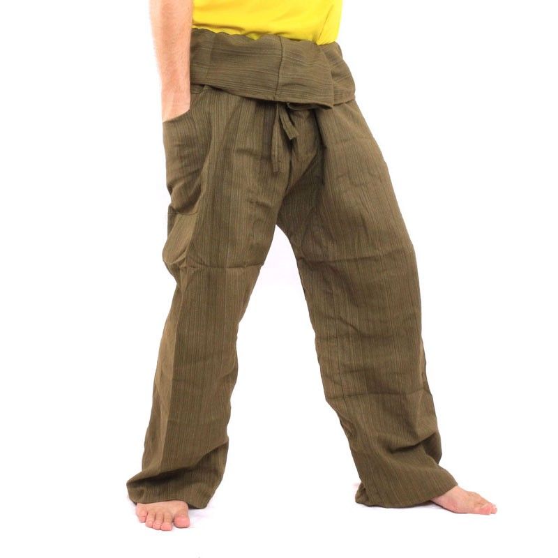 Pantalon de pêcheur thaïlandais Cottonmix extra long - vert