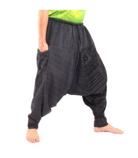 ॐ Aladinhose mit Sanskrit Symbolen Baumwoll mix schwarz