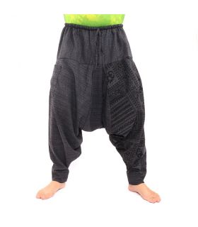ॐ Aladinhose mit Sanskrit Symbolen Baumwoll mix schwarz