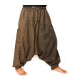 ॐ Aladinhose mit Sanskrit Symbolen Baumwollmix braun