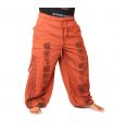 harem pants meditation pants Om Dharmachakra feet Buddhas cotton mix orange