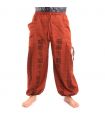 harem pants meditation pants Om Dharmachakra feet Buddhas cotton mix orange