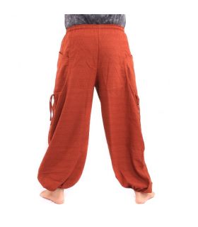 harem pants meditation pants Om Dharmachakra feet Buddhas cotton mix orange