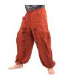 harem pants meditation pants Om Dharmachakra feet Buddhas cotton mix orange