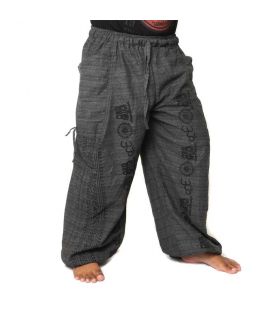 Thai Hippie Hose zum Zubinden Ethno Applikation Cottonmix
