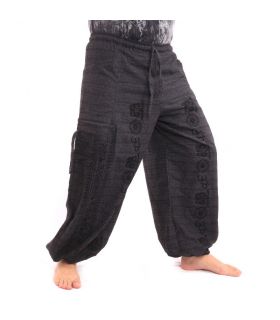 Thai Hippie Hose zum Zubinden Ethno Applikation Cottonmix