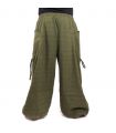 harem pants meditation pants Om Dharmachakra feet Buddhas cotton olive green