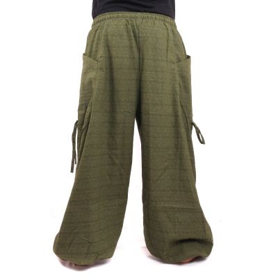 harem pants meditation pants Om Dharmachakra feet Buddhas cotton olive green