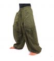 harem pants meditation pants Om Dharmachakra feet Buddhas cotton olive green