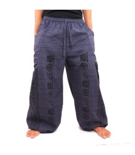 Thai Hippie Hose zum Zubinden Ethno Applikation Cottonmix