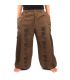 Pantalones de harén pantalones de meditación Om Dharmachakra pies Budas de algodón marrón