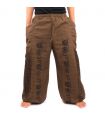 Harem pants meditation pants Om Dharmachakra feet Buddhas cotton brown