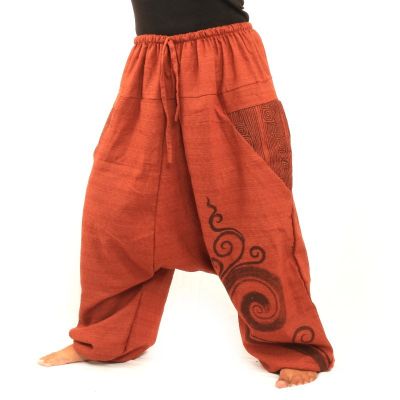 Harem pants printed orange cotton