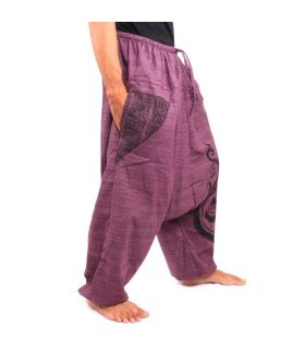 Sarouel Baggy Pants en coton violet imprimé