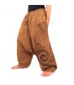 Aladinhose mit Spiral Schnörkel Spiral Design bedruckt khaki Baumwolle