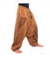 Aladinhose mit Spiral Schnörkel Spiral Design bedruckt khaki Baumwolle