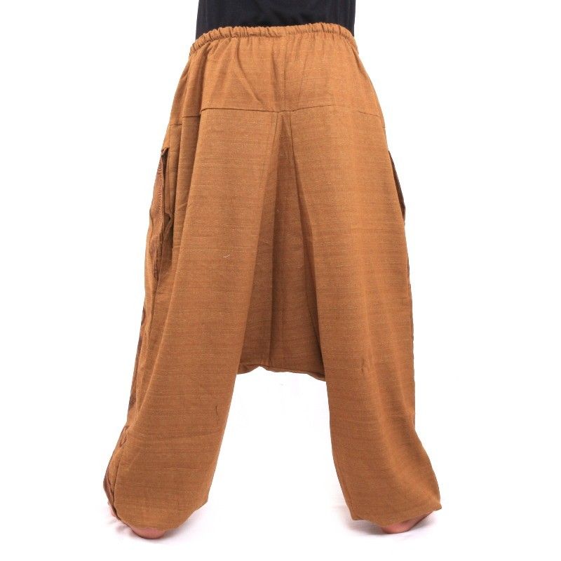 Aladinhose mit Spiral Schnörkel Spiral Design bedruckt khaki Baumwolle
