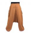 harem pants with spiral curls spiral design printed khaki cotton