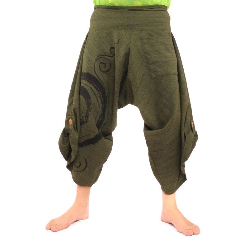 Harem Caprihose mit Spiralmuster aus Baumwolle