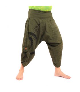 Harem capri pants with spiral cotton pattern