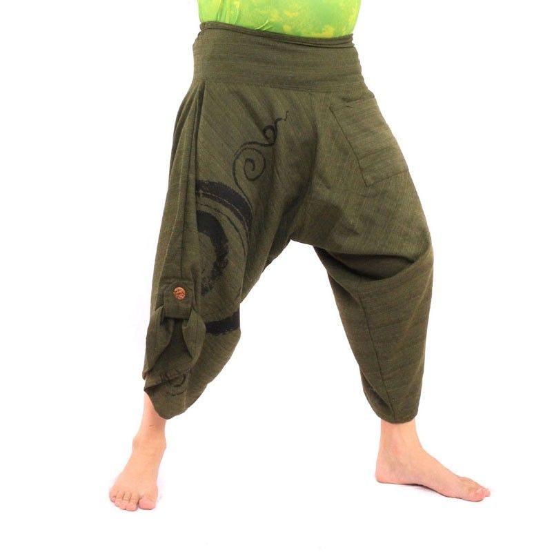 Harem Caprihose mit Spiralmuster aus Baumwolle